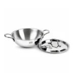 Mercado Triply Stainless Steel Kadhai 22 cm (2.2L) with Lid | SS304 Food Grade | Even Heating | Ideal for Daily Cooking & Frying | Induction & Gas Compatible | 5 Years Warranty