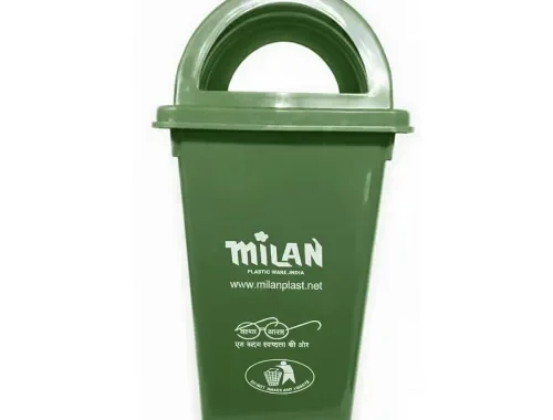 Milan Plastic Garbage Dustbin With Dome Lid 80 Litre Green