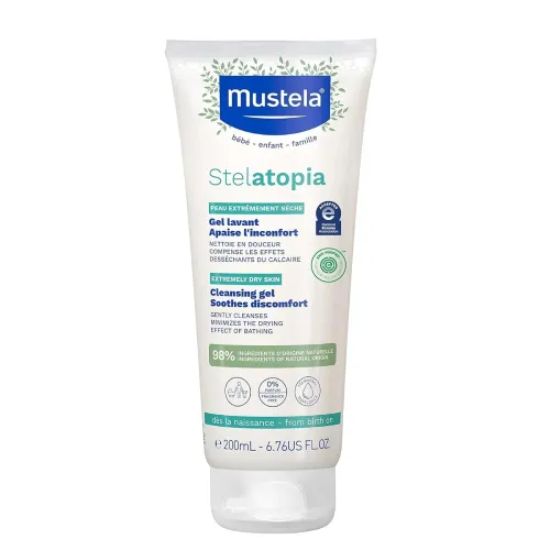 Mustela Stelatopia Cleansing Gel with Sunflower Oil – 200ml | Tear-Free Baby Cleanser for Face & Body | Enriched with Natural Avocado Perseose | Gentle, Hypoallergenic Baby Wash | Made in France Mustela Stelatopia Cleansing Gel with Sunflower Oil – 200ml | Tear-Free Baby Cleanser for Face & Body | Enriched with Natural Avocado Perseose | Gentle, Hypoallergenic Baby Wash | Made in France