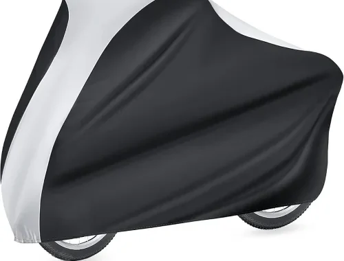 NABAAT Universal Waterproof Dust Cycle / Bicycle Cover for Outdoor Rain/ Sun/ Snow/ Corrosion Protection (Black & Silver), Nylon