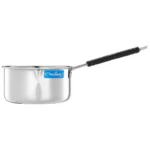 Neelam Stainless Steel 12, 22 Guage, Sauce Pan (2.0 ltrs), Wire Handle, Induction Bottom, Ideal for Induction, Gas Stove, Cermaic & Electro, Serving & Cooking Purpose, Ideal for Sauces, Soups, Sliver