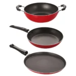Nirlon 3 Layer Aluminium Non-Stick Coated Chemical Free Healthy Kitchenware Utensil Gift Item Set of 3 Pieces with Bakelitw Handle[3mm Classic_FT10_TP20cm_KD11]