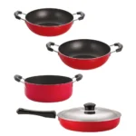 Nirlon Non Stick PFOA Free Gas Compatible Cookware Utensil Item Set of 4 Pieces with Bakelite Handle (FP10_KD11_KD12_CS24)