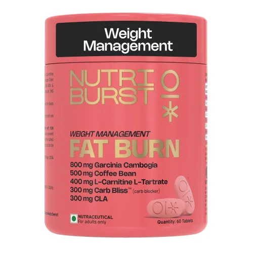 Nutriburst Fat Burn Tablets for Men & Women | Weight Management Supplement with Garcinia Cambogia, Green Coffee Bean, L-Carnitine, CLA & Carb Blocker | 60 Tablets | 1-Month Pack Nutriburst Fat Burn Tablets for Men & Women | Weight Management Supplement with Garcinia Cambogia, Green Coffee Bean, L-Carnitine, CLA & Carb Blocker | 60 Tablets | 1-Month Pack