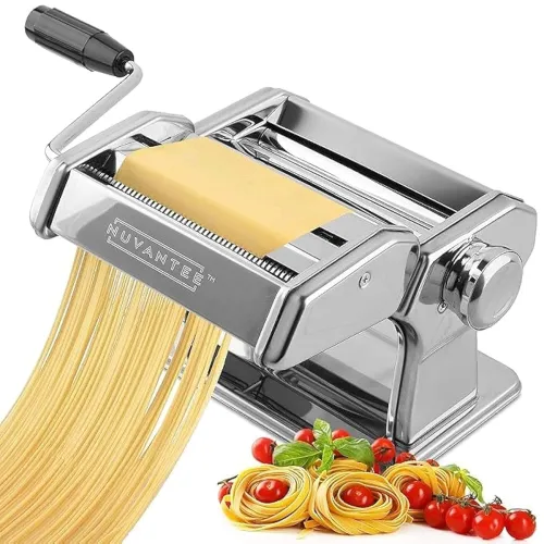 Nuvantee Pasta Maker Machine, Manual Hand Press, Adjustable Thickness Settings, Noodles Maker with Washable Aluminum Alloy Rollers and Cutter, Perfect for Spaghetti, Fettuccini, and Lasagna Nuvantee Pasta Maker Machine, Manual Hand Press, Adjustable Thickness Settings, Noodles Maker with Washable Aluminum Alloy Rollers and Cutter, Perfect for Spaghetti, Fettuccini, and Lasagna