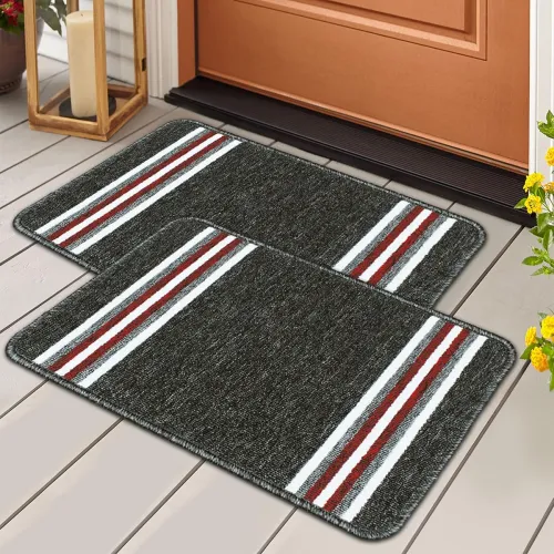 Pack of 2 Nylon Bath Rug Anti-Skid Bathroom Mat | Floor Mat for Bathroom, Entrance, Kitchen, Bedroom & Office | Dark Grey Stripes Design-(37x57cm) Pack of 2 Nylon Bath Rug Anti-Skid Bathroom Mat | Floor Mat for Bathroom, Entrance, Kitchen, Bedroom & Office | Dark Grey Stripes Design-(37x57cm)