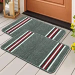 Pack of 2 Nylon Anti Skid Mat for Bathroom | Floor Mat for Bathroom, Kitchen, Bedroom & Office | Light Grey Stripes Design-(37x57cm)