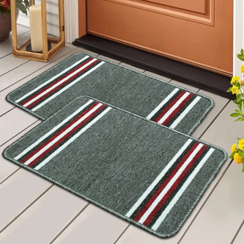 Pack of 2 Nylon Anti Skid Mat for Bathroom | Floor Mat for Bathroom, Kitchen, Bedroom & Office | Light Grey Stripes Design-(37x57cm) Pack of 2 Nylon Anti Skid Mat for Bathroom | Floor Mat for Bathroom, Kitchen, Bedroom & Office | Light Grey Stripes Design-(37x57cm)