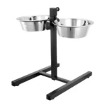 PETS EMPIRE Adjustable Pets Bowl Elevated Double Diner Dog Bowls (900 ml x 2) | H-Base Stand with Stainless Steel Removable Bowls | Pet Feeder Raised Dog Food Bowl – Dog Feeding Station