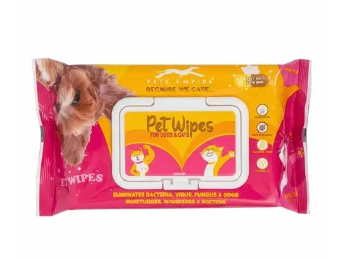 Pets Empire Wet Wipes for Dogs, Cats, Rabbit, Puppies & Small Animals (80 Pcs), Anti-Bacterial Cleaning & Daily Care Soft Wipes for Pets, Dry Bath, Ear & Paw Daily Cleaning Grooming Wipes (15×20 cm)