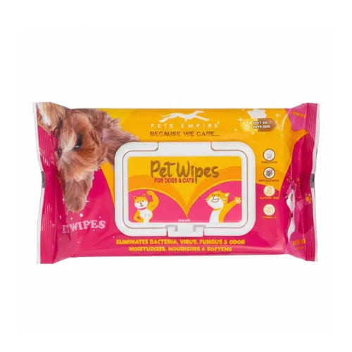 Pets Empire Wet Wipes for Dogs, Cats, Rabbit, Puppies & Small Animals (80 Pcs), Anti-Bacterial Cleaning & Daily Care Soft Wipes for Pets, Dry Bath, Ear & Paw Daily Cleaning Grooming Wipes (15×20 cm)