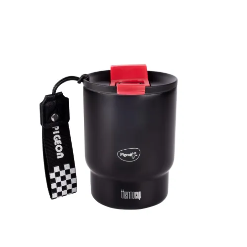 Pigeon Thermocup 350 ml: Stainless Steel Vacuum Insulated Coffee Cup/Tumbler for Hot and Cold Drinks, BPA-Free, Leak-Proof, Coffee Mug with Double Lid – Ideal for Car, Home, Office, Travelling | Black. Pigeon Thermocup 350 ml: Stainless Steel Vacuum Insulated Coffee Cup/Tumbler for Hot and Cold Drinks, BPA-Free, Leak-Proof, Coffee Mug with Double Lid – Ideal for Car, Home, Office, Travelling | Black.