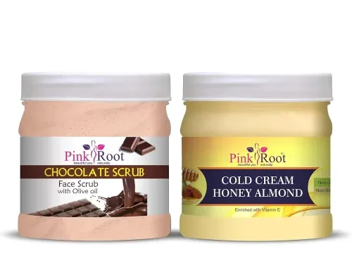 Pink Root Chocolate Scrub 500gm with Honey Almond Cold Cream 500gm