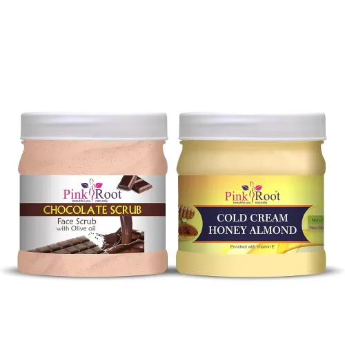 Pink Root Chocolate Scrub 500gm with Honey Almond Cold Cream 500gm Pink Root Chocolate Scrub 500gm with Honey Almond Cold Cream 500gm