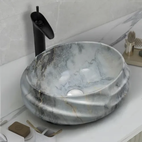 Plantex Ceramic Wash Basin for Bathroom/Table Top Ceramic Basin/Washbasin for Hotel/Restaurant (Marble Finish – 18 x 15 x 7 inch) Plantex Ceramic Wash Basin for Bathroom/Table Top Ceramic Basin/Washbasin for Hotel/Restaurant (Marble Finish – 18 x 15 x 7 inch)