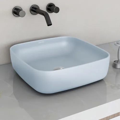 Plantex Platinum Ceramic Tabletop Square Wash Basin/Countertop Bathroom Sink (Ocean, 16 x 16 x 5 Inch) Plantex Platinum Ceramic Tabletop Square Wash Basin/Countertop Bathroom Sink (Ocean, 16 x 16 x 5 Inch)