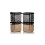 Plastic Food Storage Container Set with Airtight Lids – Transparent, Stackable & Airtight Kitchen Container Set – Use For Dry Food, Grains & Spices – Space-Saving Kitchen Storage (500ml, 4Pcs)