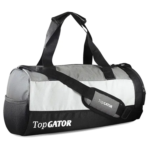 Polyester Gym Bag Sports Duffel With Shoe Compartment 34 L (Grey/Black), 25 Cm Polyester Gym Bag Sports Duffel With Shoe Compartment 34 L (Grey/Black), 25 Cm