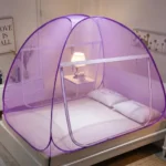 Mosquito Net for Double Bed, 6.5×6.5 Feet 30 GSM Premium Double Bed Machardani, Strong and Durable, PVC Coated Tent Type, Foldable, Corrosion Resistant, King Size (Purple)