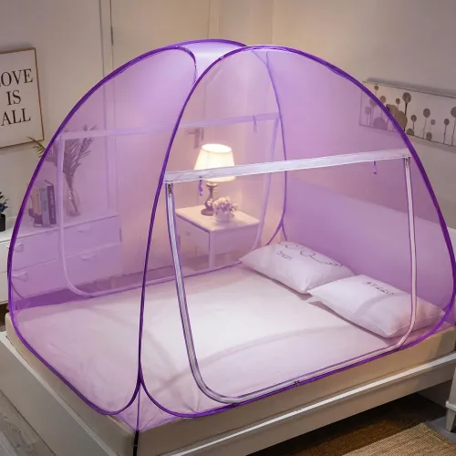 Mosquito Net for Double Bed, 6.5×6.5 Feet 30 GSM Premium Double Bed Machardani, Strong and Durable, PVC Coated Tent Type, Foldable, Corrosion Resistant, King Size (Purple) Mosquito Net for Double Bed, 6.5×6.5 Feet 30 GSM Premium Double Bed Machardani, Strong and Durable, PVC Coated Tent Type, Foldable, Corrosion Resistant, King Size (Purple)