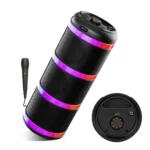 pTron Fusion Theatre 60W Bluetooth Speaker w/ 3m Wired Karaoke Mic, Punchy Sound, 5 EQs, Vivid RGB Lights, Party Speaker w/ BTv5.2/USB/SD Card Playback, TWS Mode & Type-C Charging (Midnight Black)