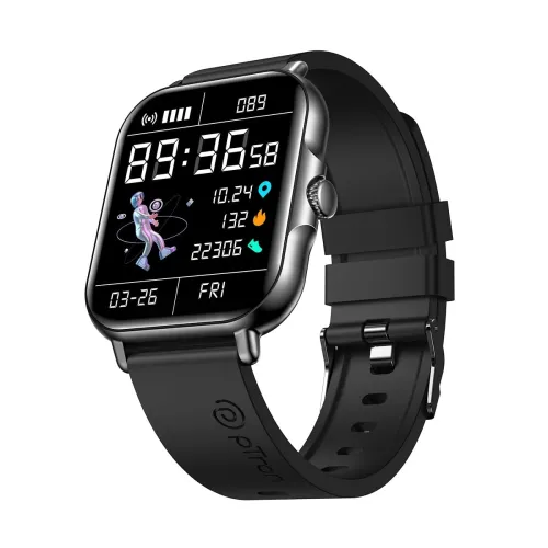 pTron Reflect Callz 1.85″ Smartwatch, Bluetooth Calling, Full Touch Display 600 NITS, Digital Crown, 100+ Watch Faces, HR, SpO2, Sports Mode, 5 Days Battery Life & IP68 Waterproof