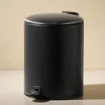 PURE HOME + LIVING Black Iron Pedal Circular Dustbin with Lid | Waste Bin for Home | Hands-Free Trash Can for Kitchen, Bathroom, Bedroom & Office (Large)