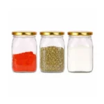 Pure Source India Glass Jar Container 250gm Square – Food Safe, Airtight, Lead-Free Storage Solution, Set of 3