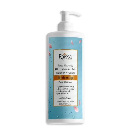 Raissa Hydrating Soap Free Face Wash for Dry and dehydrated skin| Rose Water & 4D Hyaluronic Acid, Chondrus Crispus & D-Panthenol | Men & Women | 200ml Raissa Hydrating Soap Free Face Wash for Dry and dehydrated skin| Rose Water & 4D Hyaluronic Acid, Chondrus Crispus & D-Panthenol | Men & Women | 200ml
