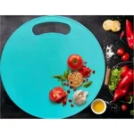 Round Plastic Cutting Board with Handle, Turquoise Blue, 30 cm
