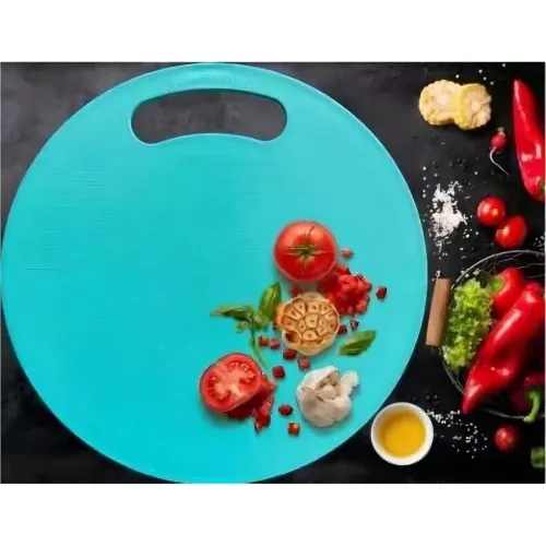 Round Plastic Cutting Board with Handle, Turquoise Blue, 30 cm Round Plastic Cutting Board with Handle, Turquoise Blue, 30 cm