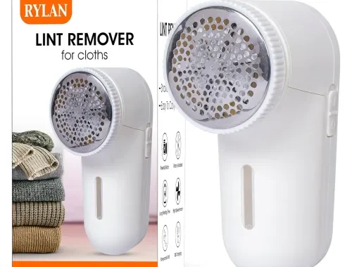 Rylan Lint Remover for Clothes, Electric Fabric Shaver Woolen Cleaner with 2-Speeds, 6-Leaf Blades, AA Battery(Not Included) Operated for Clothes and Furniture/-