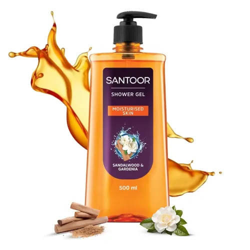 Santoor Moisturizing Shower Gel With Natural Sandalwood & Gardenia Extracts | For Men & Women | Moisturizing Body Wash With Glycerin | Suitable For All Skin Types | No Parabens | No Silicones | 500ml Santoor Moisturizing Shower Gel With Natural Sandalwood & Gardenia Extracts | For Men & Women | Moisturizing Body Wash With Glycerin | Suitable For All Skin Types | No Parabens | No Silicones | 500ml