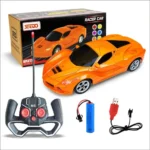 SEEDO Rechargeable Remote Control Racer Car High Speed Racing Sports Car with LED Headlights, 1: 24 Scale Fast Metallic RC Vehicle Toy for Kids 8+ Years (Pack of 1, Orange)