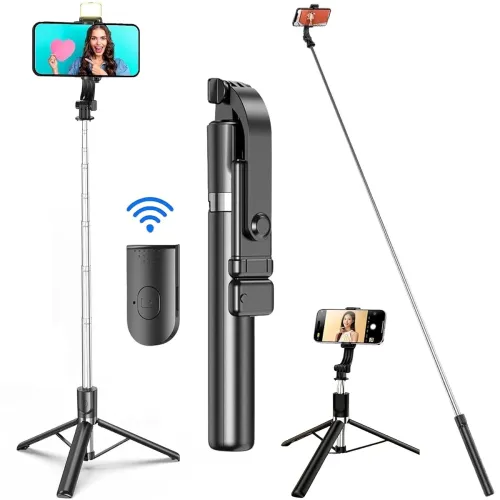 62 inch Extra Long,Selfie Stick with Tripod Stand, 360 Degree,with LED Light, selfi Stick for Mobile Phone/iPhone/GoPro/Camera,Bluetooth Selfie Stick with BT Remote Control-Black 62 inch Extra Long,Selfie Stick with Tripod Stand, 360 Degree,with LED Light, selfi Stick for Mobile Phone/iPhone/GoPro/Camera,Bluetooth Selfie Stick with BT Remote Control-Black