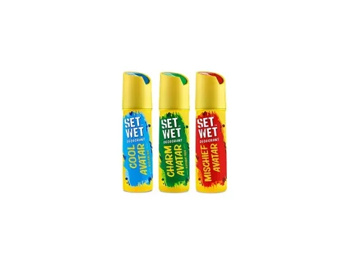SET WET Deodorant Spray Perfume Cool, Charm & Mischief Avatar for men, 150ml (Pack of 3)