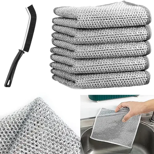 SHOPPOFOBIX Multipurpose Non-Scratch Wire Dishcloth, 9-Pack Soft Wire Dishwashing Rags Safe for Non-Stick Cookware, Scrubs & Cleans for Dishes, Sinks, Counters, Stove Tops, Easy Rinsing, Durable (6) SHOPPOFOBIX Multipurpose Non-Scratch Wire Dishcloth, 9-Pack Soft Wire Dishwashing Rags Safe for Non-Stick Cookware, Scrubs & Cleans for Dishes, Sinks, Counters, Stove Tops, Easy Rinsing, Durable (6)