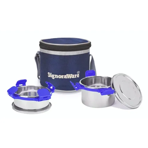 SignoraWare 500ml+350ml All Steel Executive Small Lunch Box with Bag, Food Grade BPA Free, Leak Proof and Air Tight Stainless Steel Containers, Compact and Sleek Tiffin Box (Set of 2 Violet) SignoraWare 500ml+350ml All Steel Executive Small Lunch Box with Bag, Food Grade BPA Free, Leak Proof and Air Tight Stainless Steel Containers, Compact and Sleek Tiffin Box (Set of 2 Violet)