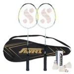 Silver’s Aluminium Defender Badminton Kit (2 Racquets with Full Cover, 1 Box Feather Shuttlecock Pack of 3)(Green/White)