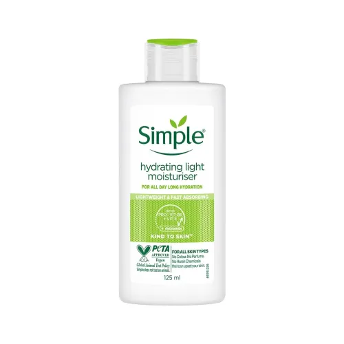 Simple Hydrating Light Moisturiser, 125ml | 12HR Hydration | With Niacinamide, Pro-Vitamin B5, Strengthens Skin Barrier| Lightweight, Non-Greasy Moisturizer | For Soft, Smooth Skin