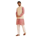 SOJANYA (Since 1958 Men’s Ethnic Motifs Woven Design Silk Blend Kurta & Churidar With Nehru Jacket