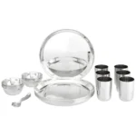 Steelcraft Premium Stainless Steel Royal Dinner Set 30 Pcs, High Grade Quality-with Silver Touch Finish, Kitchen Set for Home, Made in India, Steel Colour