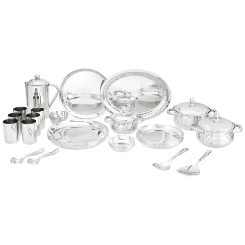 Steelcraft Premium Stainless Steel Royal Dinner Set 51 Pcs, High Grade Quality-with Silver Touch Finish, Kitchen Set for Home, Made in India, Steel Colour Steelcraft Premium Stainless Steel Royal Dinner Set 51 Pcs, High Grade Quality-with Silver Touch Finish, Kitchen Set for Home, Made in India, Steel Colour
