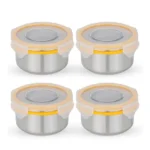 STEELLOCK Stainless Steel Airtight Container with Lid | Leakproof, BPA-Free | Multipurpose Food Storage Containers/Tiffin/Dabba for Office, School & Kitchen | SL-1201-set of 4, 280ml each, Yellow