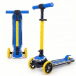 STREETJAM Kurbee Kids Kick Scooter for 3–12 Years, Dazzling Chrome-Finished Deck (1st Time in India), BIS Approved, Extra Wide Deck, Two-Tone Design, Up to 50 kg Load (Blue with Golden Yellow)
