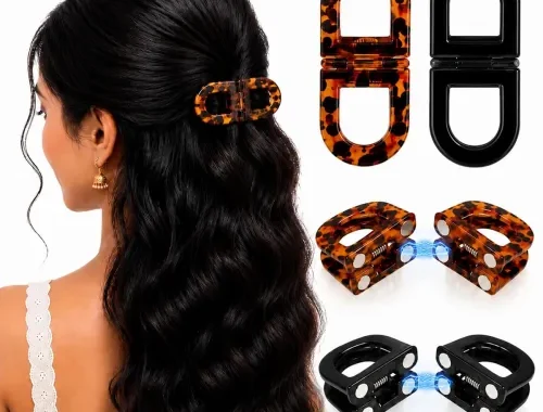Strong Magnetic Hair Clutcher Set of 2 for Women, Lightweight 2 in 1 Snap Hair Clips for Styling Thin, Thick, Curly and Straight Hair During Home, Travel or Salon Use