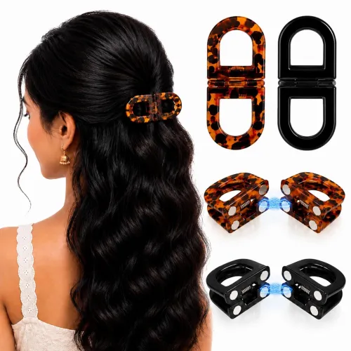 Strong Magnetic Hair Clutcher Set of 2 for Women, Lightweight 2 in 1 Snap Hair Clips for Styling Thin, Thick, Curly and Straight Hair During Home, Travel or Salon Use Strong Magnetic Hair Clutcher Set of 2 for Women, Lightweight 2 in 1 Snap Hair Clips for Styling Thin, Thick, Curly and Straight Hair During Home, Travel or Salon Use