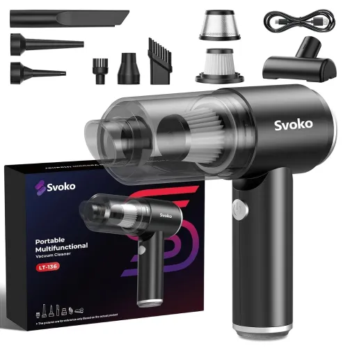 Svoko 4-in-1 Portable Vacuum Cleaner for Car Use,10000Pa Powerful Suction, Rechargeable Battery, Brushless DC Motor, Low Noise, for Home, Car Small Handheld Vacuum Cleaners for Dust Svoko 4-in-1 Portable Vacuum Cleaner for Car Use,10000Pa Powerful Suction, Rechargeable Battery, Brushless DC Motor, Low Noise, for Home, Car Small Handheld Vacuum Cleaners for Dust