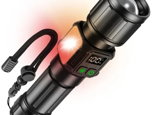 Svoko Torch Light High Power Rechargeable, IP67 Waterproof Led Charging Flashlight High Beam 2km Long Range with 9 Light Modes, Magnetic, Adjustable Portable Powerful Torchlight for Camping, Outdoor