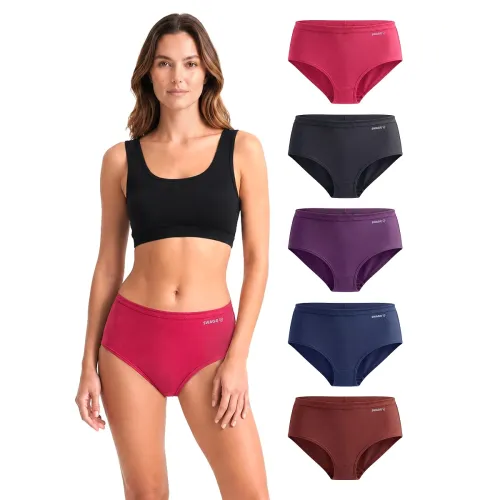 SWAGR 5 Pack Women’s High Coverage Super Combed Cotton Hipster Panty Set | Powered by ZincShield Anti-Bacterial Tech | BreatheSoft Fabric | MarkFree Waistband | SOXCO Style HP06